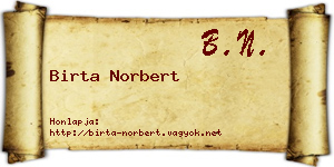 Birta Norbert névjegykártya